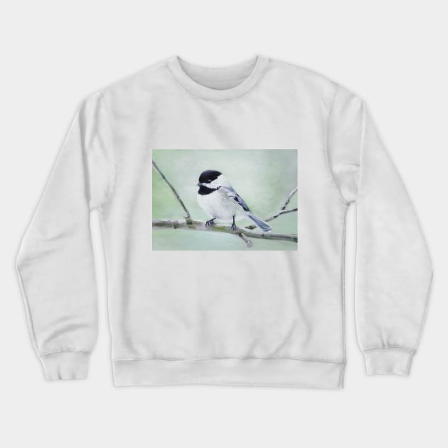 Chickadee in Spring painting Crewneck Sweatshirt by EmilyBickell